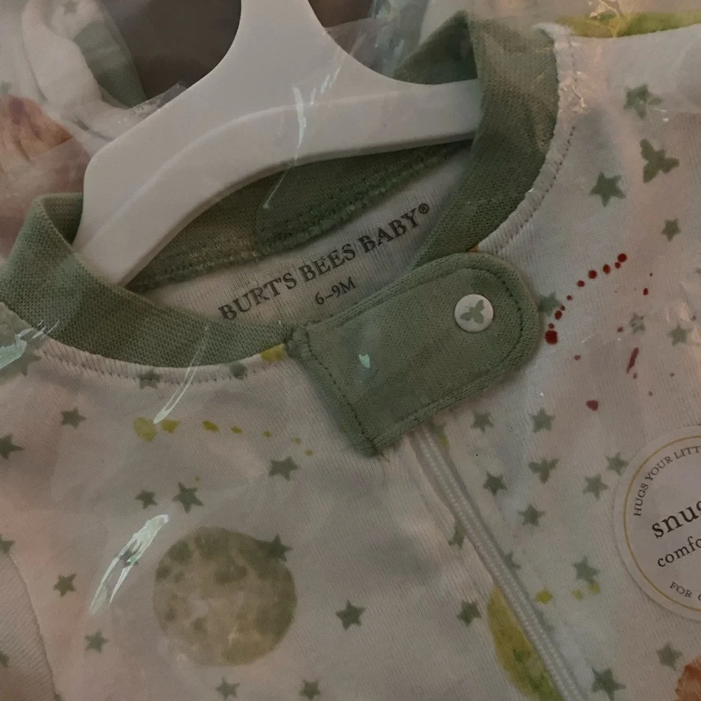 ⭐️NWT! Burts Bees Baby zip-up Pj’s, size 6-9mo - Picture 6 of 7
